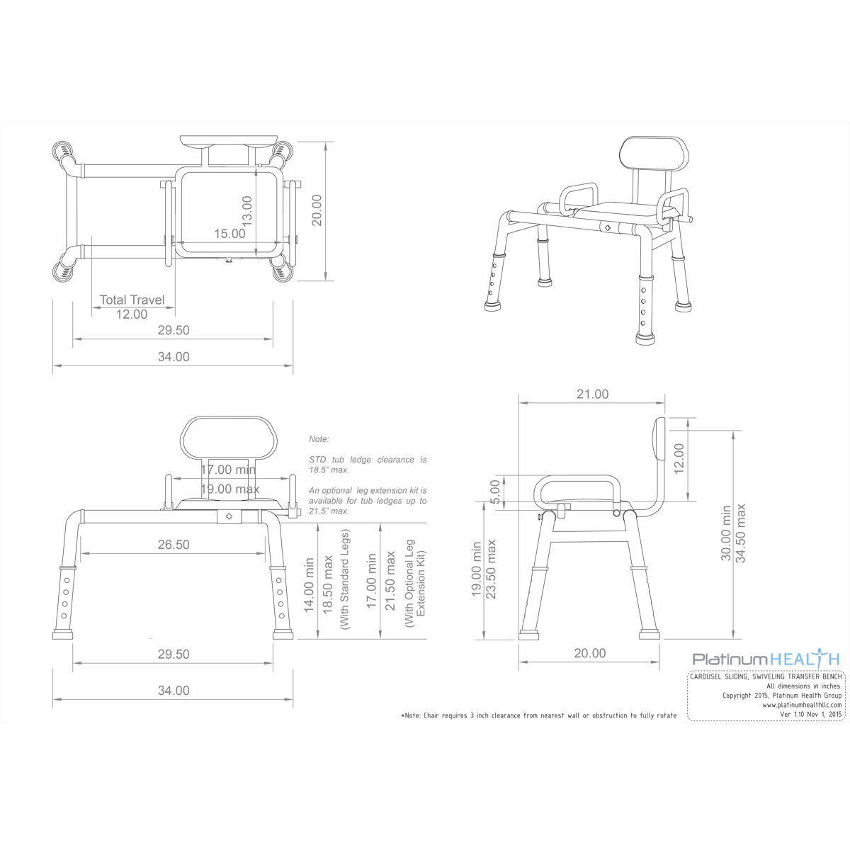 Platinum Health Carousel Sliding Transfer Bench & Reviews Wayfair